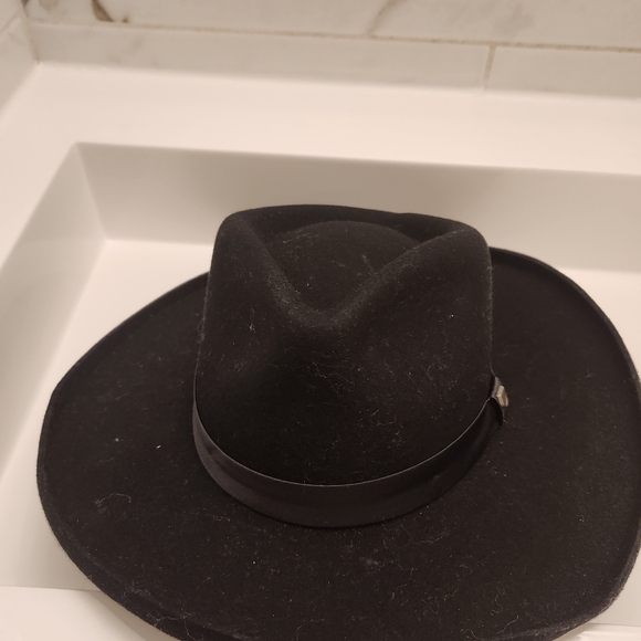 Brixton Victoria Felt Black/Black Satin Fedora - Picture 3 of 9